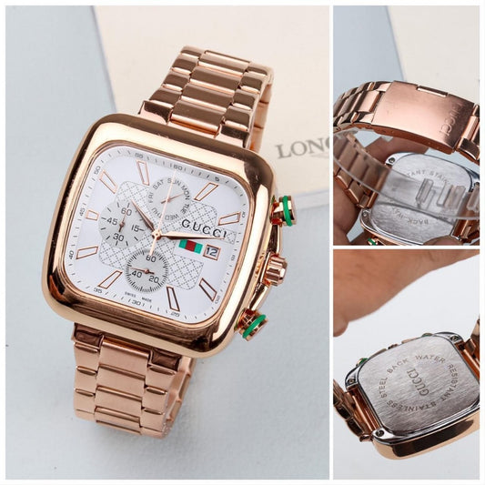 GC Chronograph Rose Gold Color Strap Men's Watch For Man White Dial Date Gift Watch GC-6892