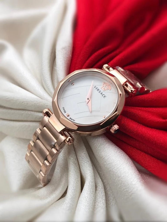 Multi Color Rose Gold New Stylish Branded Women's Watch For Women And Girls Rose Gold Dial Ver-99