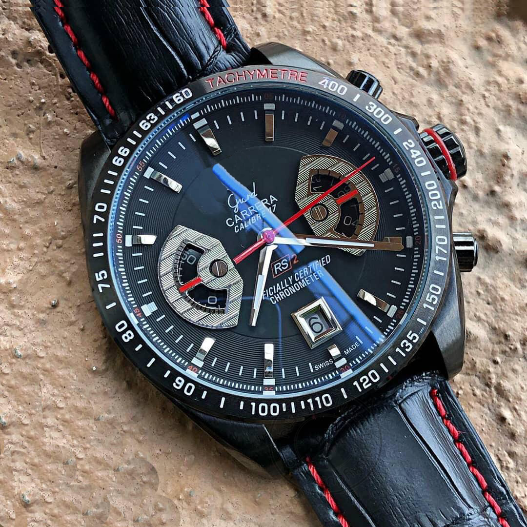 Tag Heuer CR7 Diagno Grey Chronograph Multi Dial Leather Mens Watch TAG-CAR1249 Watch for Man - Gift