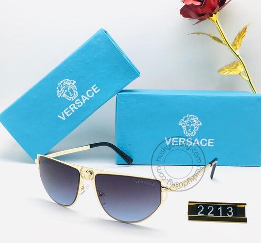 Branded Double Shade Blue Glass Men's Sunglass For Man VER-2213 Black and Gold Frame Gift Sunglass