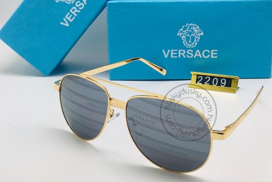 Branded Grey Blue Glass Men's Sunglass For Man VER-2208 Gold Frame Gift Sunglass