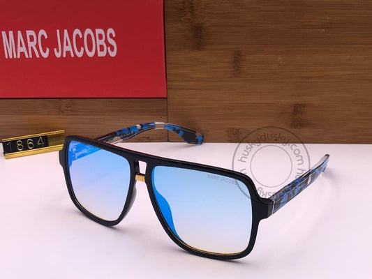 Branded Sky Blue Shade Glass Men's Women's Sunglass For Man Women MJ-49 Black Stick Printed Frame Gift Sunglass