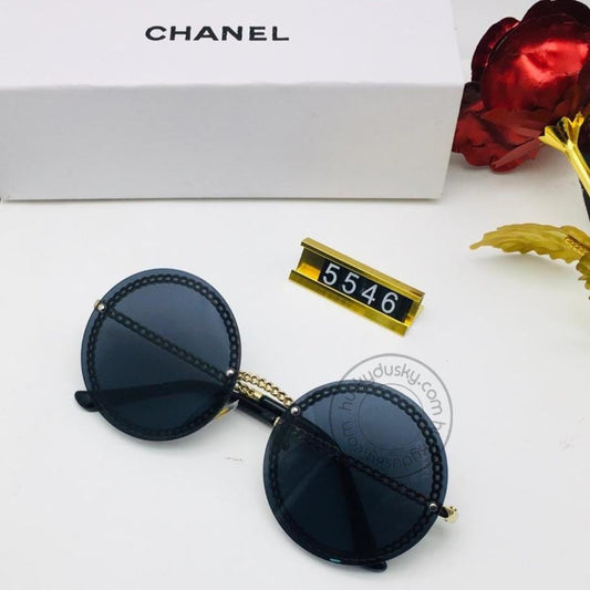 Branded Black Color Glass Women's Sunglass For Woman or Girl CHA-46 Gold And Black Design Stick Gift Sunglass