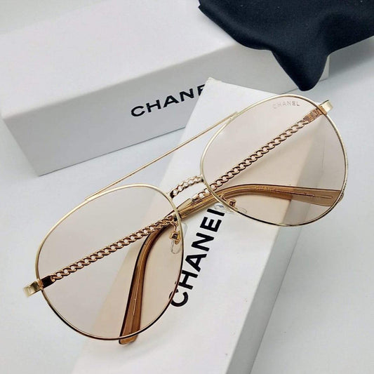 Branded Gold Color Glass Men's Women's Sunglass For Man Woman or Girl CHA-56 Gold And Gold Design Stick Gift Sunglass