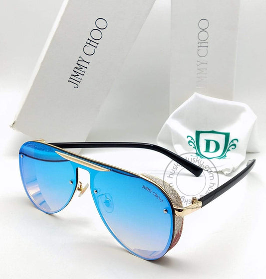 Branded Faded Ocean Blue Glass Men's Women's Sunglass For Man Woman or Girl JC-323 Black Stick Frame Gift Sunglass