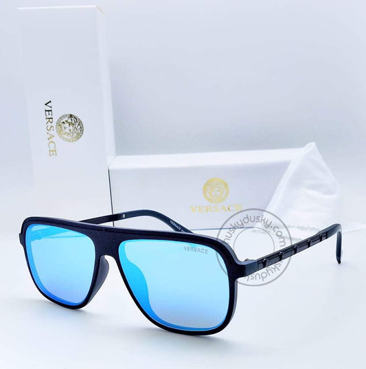 Branded Sky Blue Glass Men's Sunglass For Man VER-202 Black Frame Gift Sunglass