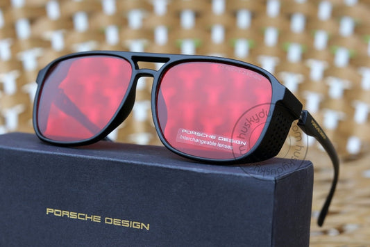 Design Branded Transparent Red Glass Men's Sunglass For Man PCE-170 Matt Black Frame Gift Sunglass