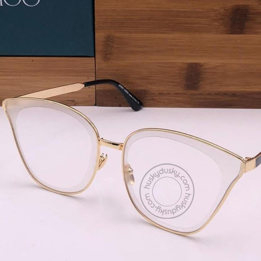 Branded Transparent Glass Men's Women's Sunglass For Man Woman or Girl JC-600 Black Stick Gold Frame Gift Sunglass