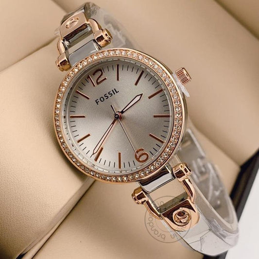 Branded Multi Color Strap Diamond Case Women's Watch Es-7080 For Woman Or Girl White Dial Date Gift Watch