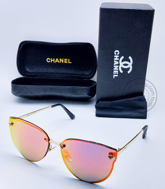 Branded Multi Color Glass Men's Women's Sunglass For Man Woman or Girl CHA-93 Gold And Black Design Stick Gift Sunglass