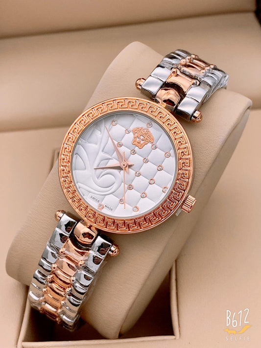 Multi Color Rose Gold New Stylish Branded Women's Watch For Women and Girls White Dial VER-333