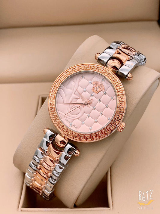 Multi Color Rose Gold New Stylish Branded Women's Watch For Women and Girls Rose Gold Dial VER-334