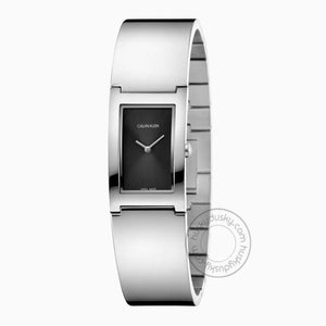 Silver Women's Watch For Girl or Woman CK-57 Black Dial Metal Strap- Gift