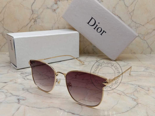 Design Double Shade Maroon Glass Men's Women's Sunglass For Man Woman or Girls DR-49 Gold Stick&Frame Gift Sunglass