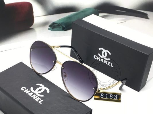 Branded Double Shade Purple Color Glass Women's Sunglass For Woman or Girl CHA-57 Gold And Black Design Stick Gift Sunglass