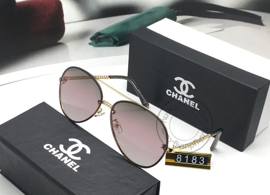 Branded Multi Color Grey&Pink Glass Women's Sunglass For Woman or Girl CHA-59 Gold And Black Design Stick Gift Sunglass