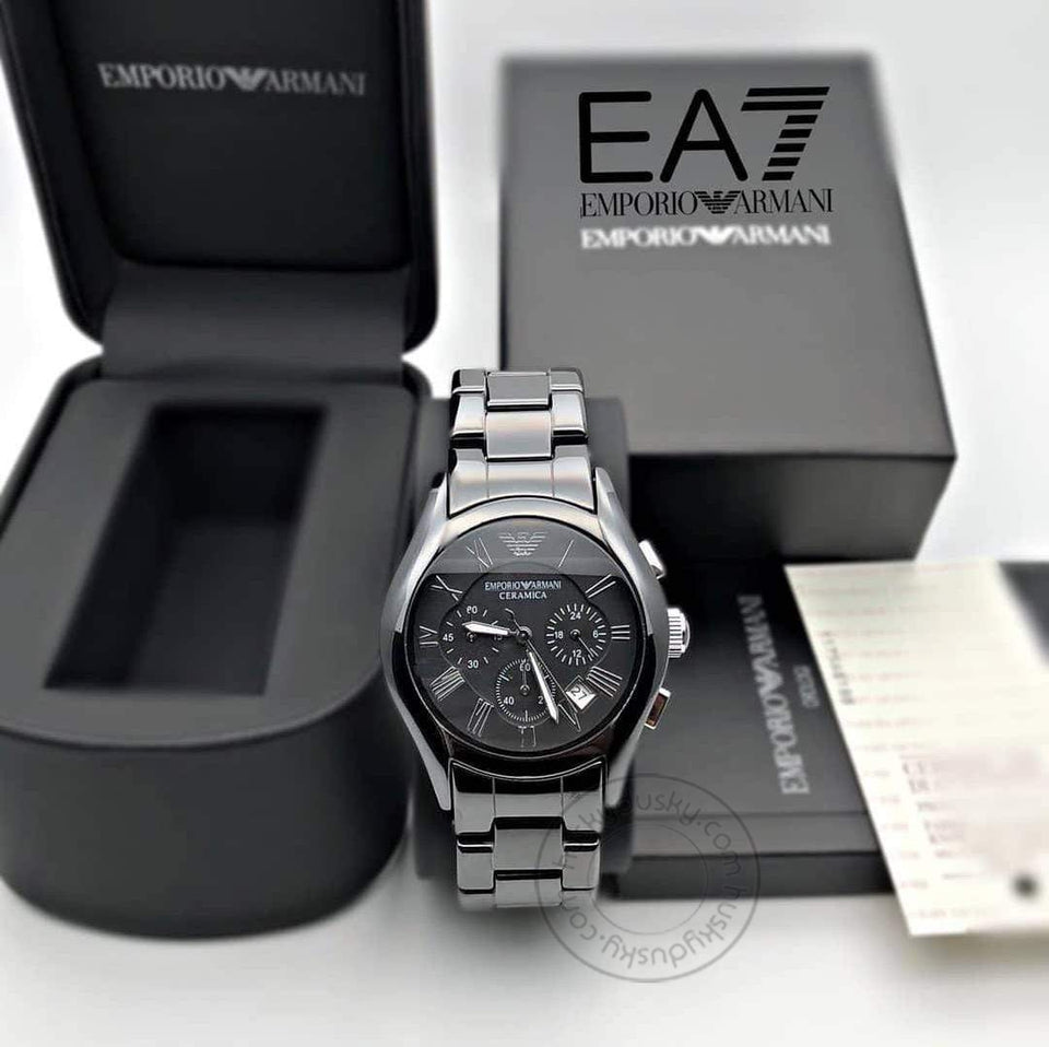 Emporio Armani Chronograph Black Silver Dial Men's Watch For Man AR1400 Date Gift Watch