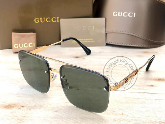 Branded Black Color Glass Men's Women's Sunglass for Man Woman or Girl GU-350 Gold & Black Stick Gift Sunglass