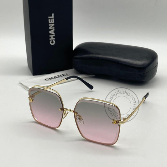 Branded Multi Color Grey&Pink Shade Glass Women's Sunglass For Woman or Girl CHA-282 Gold And Black Design Stick Gift Sunglass