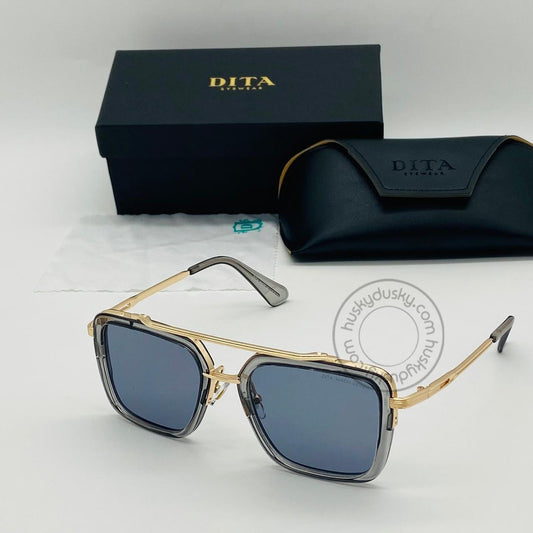 Grey Color Glass Man's Women's Sunglass for Man Woman or Girl DT-20 Gold Frame Grey Stick Gift Sunglass