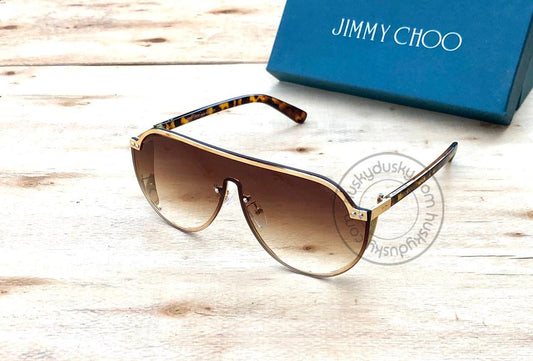 Branded Brown Shade Color Glass Men's Women's Sunglass For Man Woman or Girl JC-302 Gold& black Stick Frame Gift Sunglass