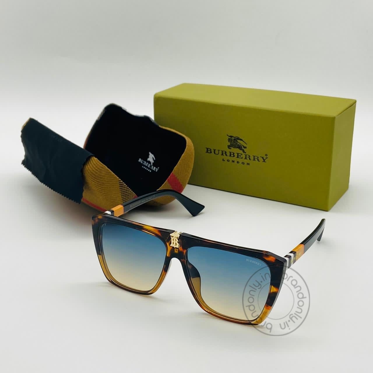 Branded Multi Color Blue & Yellow Glass Men's Sunglass For Man BB-105 Square Cheetha Frame Sunglass Gift