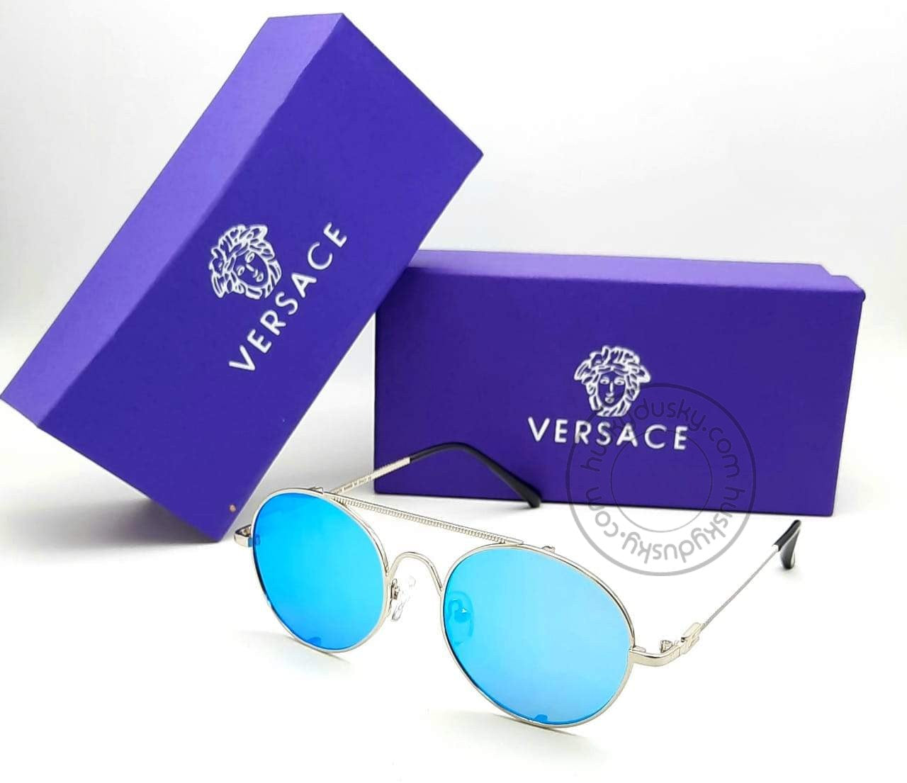 Branded Aqua Blue Glass Men's Sunglass For Man VER-25628 Silver Frame Gift Sunglass