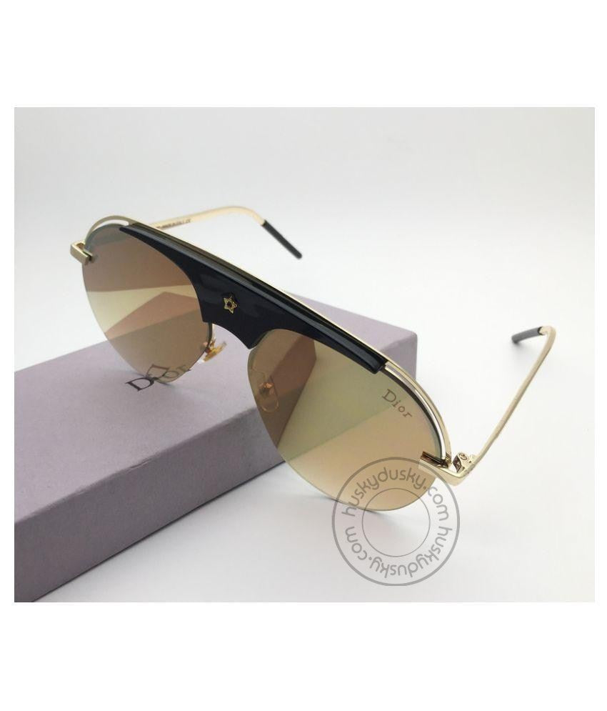 Gold Color Glass Men's Sunglass For Man DR-Gold-Mir Gold Stick Frame Gift Sunglass