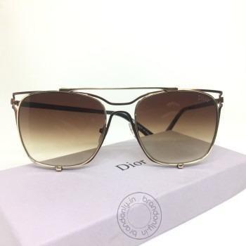 Double Multi Color Aviator Rectangle Color Glass Men's Sunglass For Man Dr-Bb-02 Brown Stick Frame Gift Sunglass (Copy)