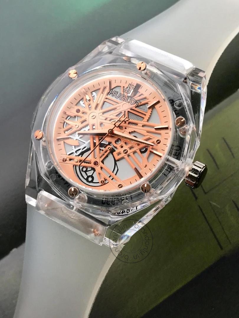 Hublot Big Bang Unico Sapphire Full Rose Gold-White Rubber Chronograph Hb-Rgw-88 Watch For Man