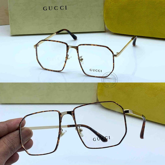 Branded Cheetah Color Frame Transparent Glass Men's Women's Sunglass for Man Woman or Girl GU-00165 Gold Stick Gift Sunglass