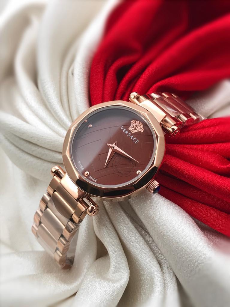 Rose Gold New Stylish Branded Women's Watch For Women And Girls Rose Brown Dial Ver-754