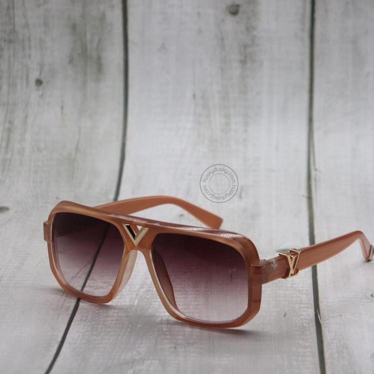 Maroon Color Glass Men's Women's Sunglass For Man Woman or Girl LV-388 Brown frame Gift Sunglass