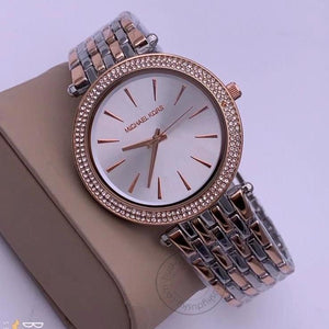 White Dial Women's Watch for Girl or Woman MK050 Two Tone Strap Best Gift Watch