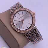 White Dial Women's Watch for Girl or Woman MK050 Two Tone Strap Best Gift Watch