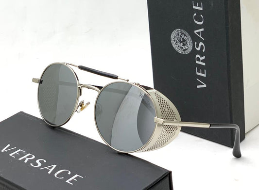 Branded Silver Color Glass Men's Sunglass For Man Ver-570 Silver And Black  Stick Gift Sunglass