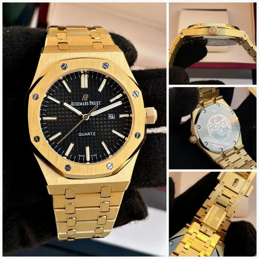 Aude mars Piguet Royal Oak Self-winding Extra-Thin In A Luscious New Plum Tone Dial New Arrival For Man With Black Crocodile Dial With Gold Strap Design Watch