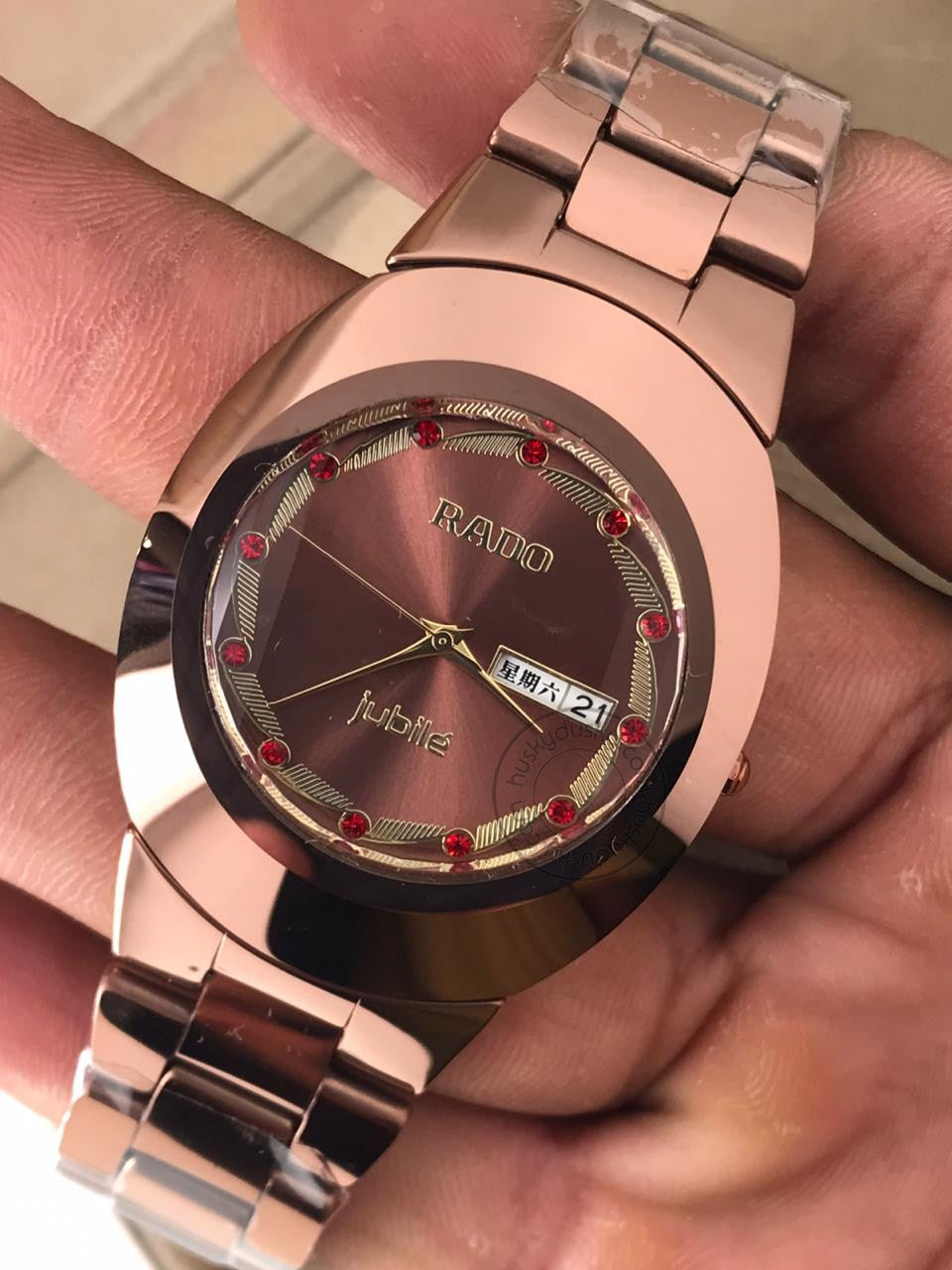 RADO Diastar Brown dial Red Diamond With Brown Strip Mens Watch Gift R ...