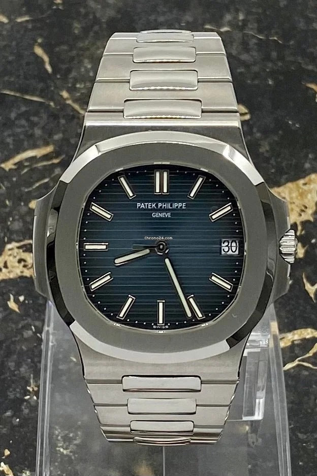 Patek Philippe Nautilus Mad Watch Qurtz Movement Blue Dial Silver COlor Strap Dated Watch For Men's-Best Men's Collection PK-5711R-001-BLUE