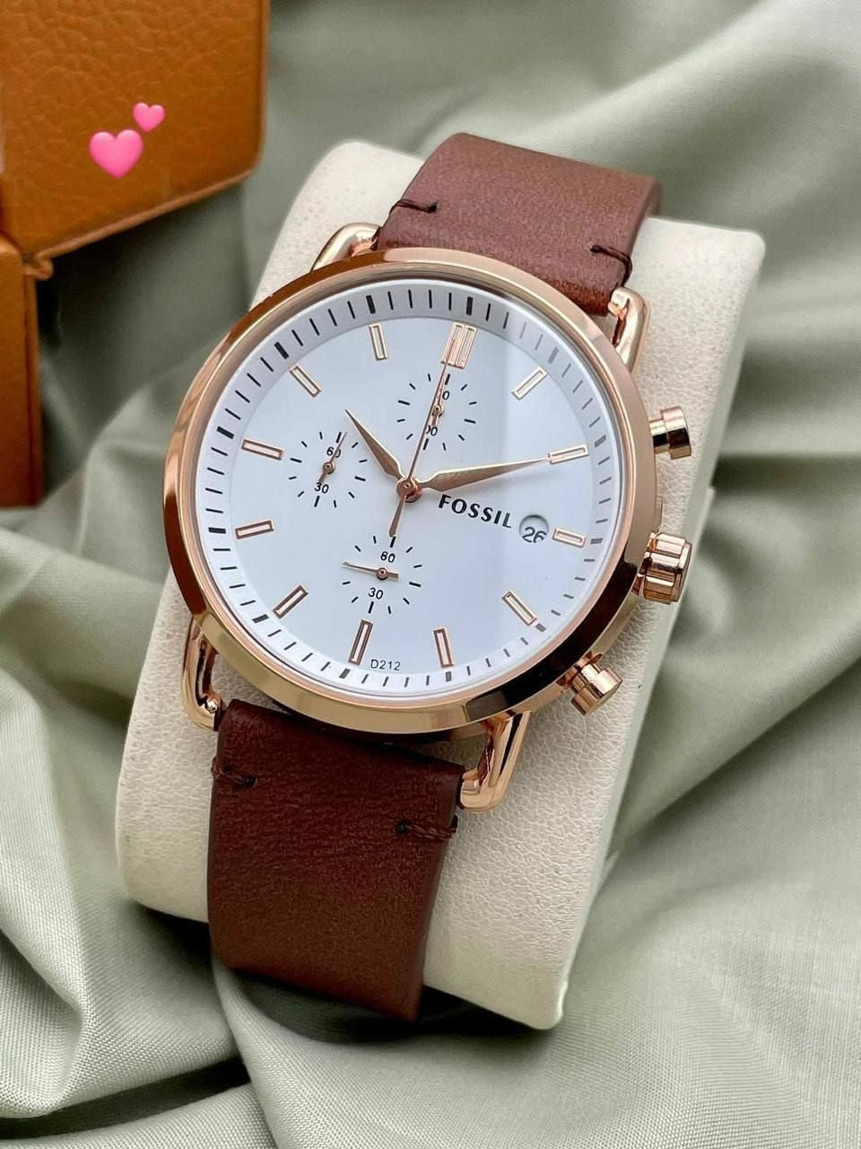 Fossil Chronograph White Dial with Leather Strap Watch for Men FS-5402