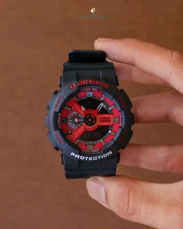 Casio G-Shock Analog Spider-man Edition Watch With Marvels Logo Avengers logo symbols on the band Black Color Strap Watch -GA-110GB