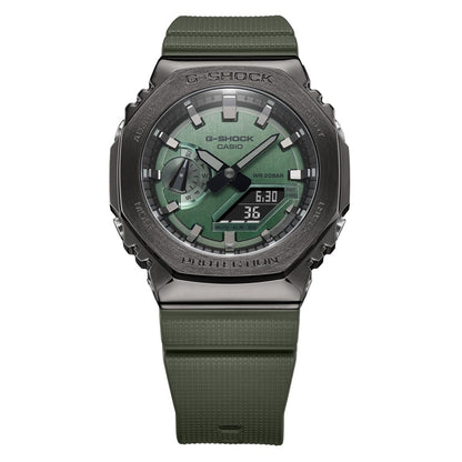 Casio G-Shock Analog Digital Dark Green Belt With Metal Case Men's Watch For Man GM-2100B-3AER Dark Green Color Dial Day And Date Gift Watch