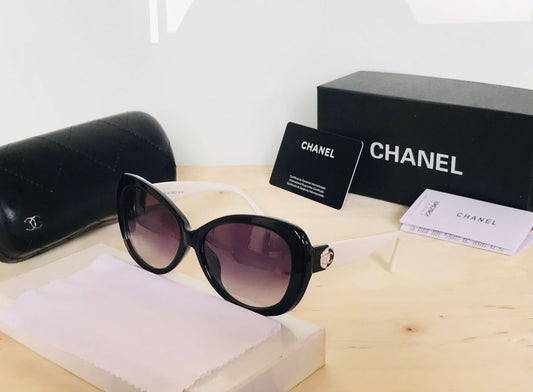 Oversize Black Color Frame Blue Transparent Sunglass Women's Sunglasses Full White Bold Stick Latest Design CHA-5372