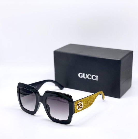 Branded Black Color Transparent Shade Glass Black Frame Square Oversized Men's Women's Sunglass For Men's Woman Or Girl Gg-0102S-Rubber Glitter Oversized Sunglasses