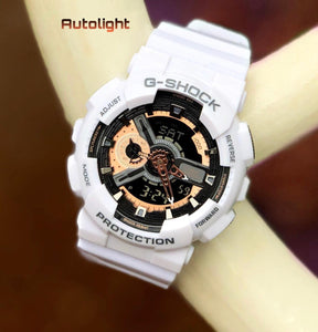 Casio G-Shock Analog-Digital G shock White Gshock Black Dial Mens Watch for Man or Women - G398 Gift