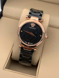 Black Strap New Stylish Branded Women's Watch For Women And Girls Black Dial Rose Gold case Ver-831