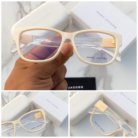 Latest Design Heavy Material Transparent lens And Off White Color Frame And Transparent Stick Sunglass For Men's And Women's OR Girls MJ-9087_Best Stylist Sunglass