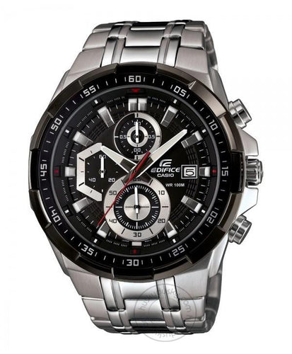 Casio Edifice Chronograph Black Dial Silver Strap Men's Watch EFR 539D 1AVUDF