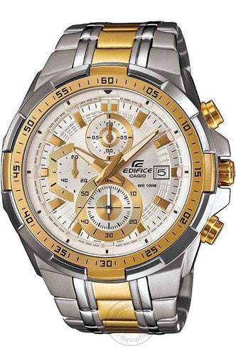 Casio Edifice Chronograph White Dial Gold Metal Men's Watch EFR 539SG 7AVUDF