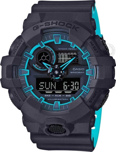 Casio G-Shock Analog Digital Black & Blue Belt Men's Watch For Man GA-700SE-1A2DR Multi Color Dial Day And Date Gift Watch